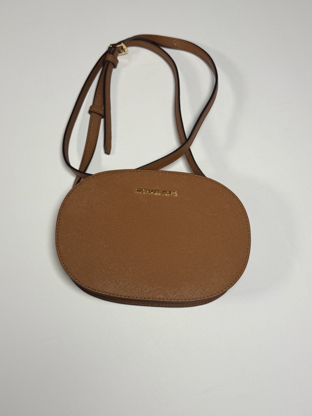 Michael Kors Brown Oval Saffiano Leather Crossbody